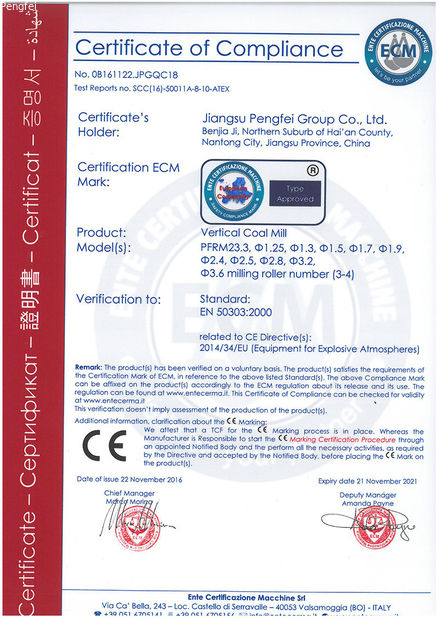 China JIANGSU PENGFEI GROUP CO.,LTD certificaciones